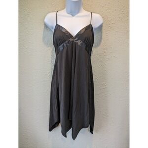 Y2K No Boundaries‎ Babydoll Dress Medium Black Satin Handkerchief Whimsigoth